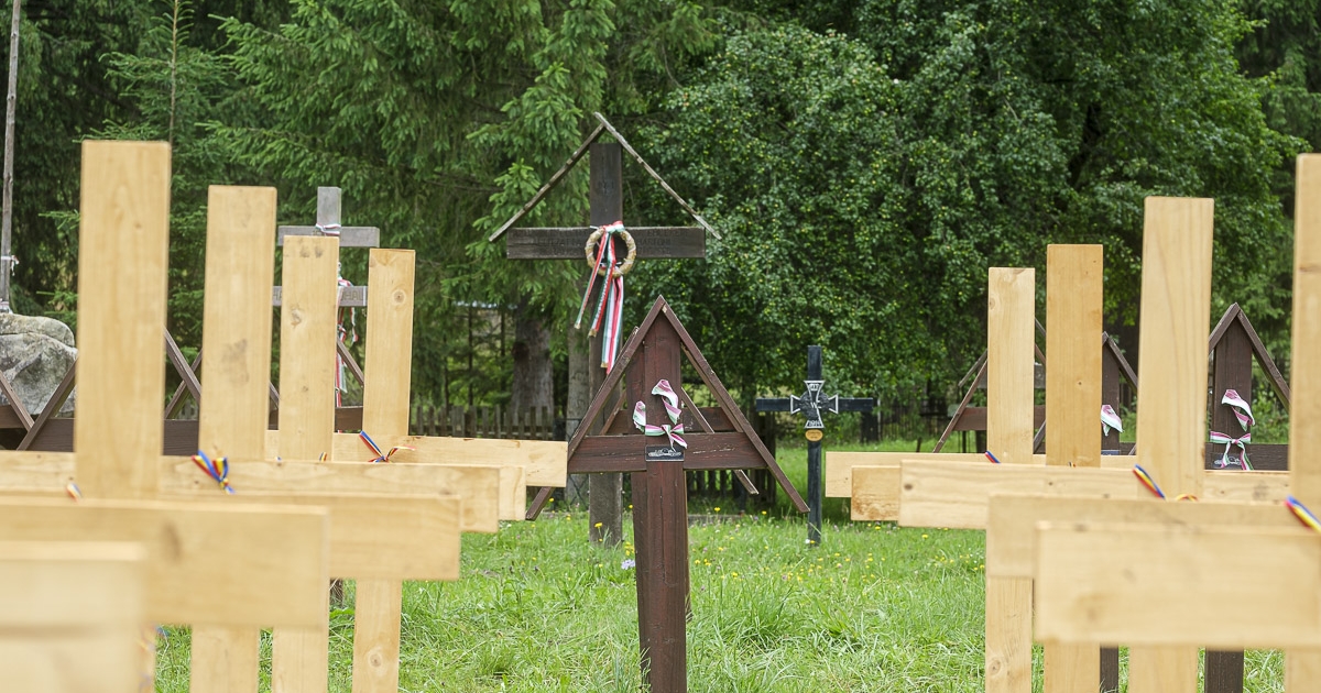 Kidőlt egy fenyő az úzvölgyi katonatemetőben, brassói rendszámú autóval érkeztek a fa által okozott kár helyrehozására